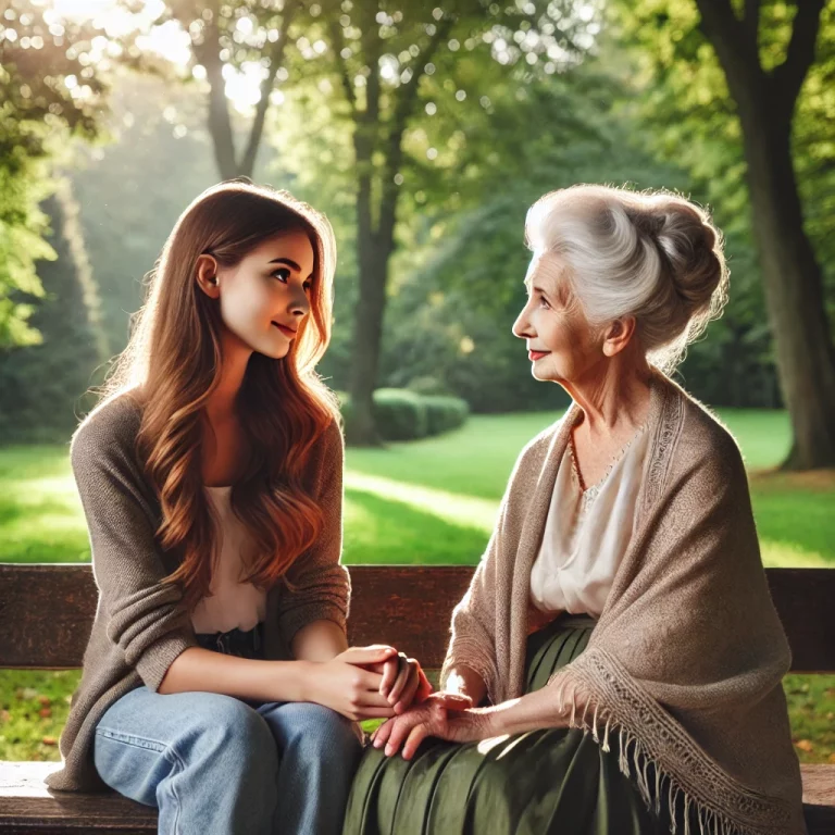 Old woman with young woman